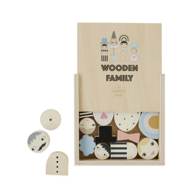 Dřevěné kostky Wooden Family - sada 16 ks                    