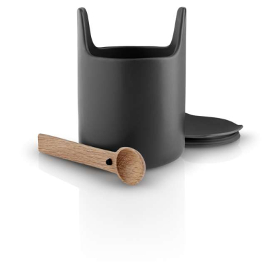                             Dóza s dřevěnou lžičkou Toolbox Black 15 cm                        