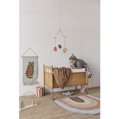                             Dúhový vlnený detský koberec 90x88 cm                        