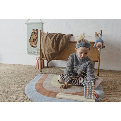                             Dúhový vlnený detský koberec 90x88 cm                        