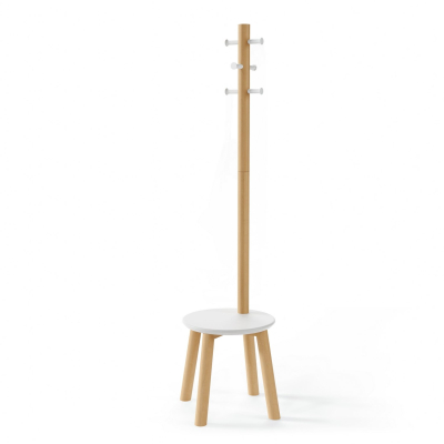 Věšák se stoličkou Pillar Stool Natural 167x50 cm                    