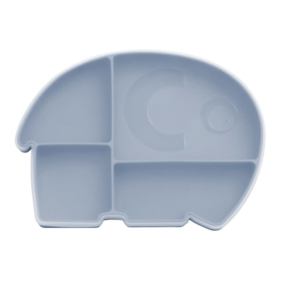 Silikonový dělený talíř s víčkem Elephant Blue                    