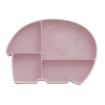 Silikonový dělený talíř s víčkem Elephant Pink                    