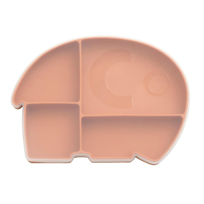 Silikonový dělený talíř s víčkem Elephant Orange                    