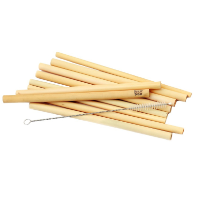 Bambusové slamky s čistiacou kefkou - sada 10 kusov                    