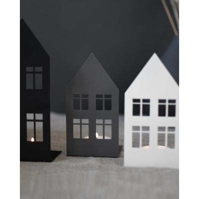                             Kovová dekorace/svícen Storgatan House Grey 14 cm                        