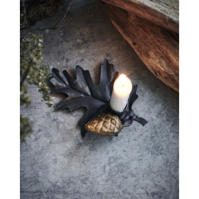                             Kovový svícen Leaf Black                        