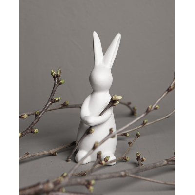 Keramický králik s labkami na vetvičky Ida White                    