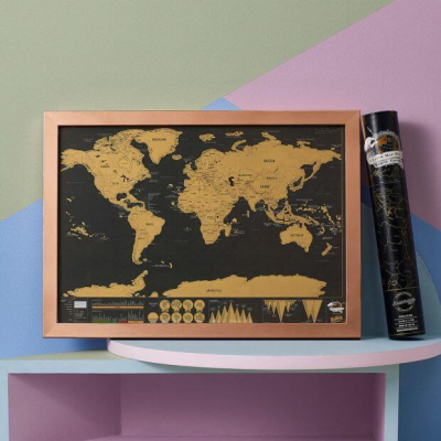 Nástěnná stírací mapa světa Deluxe malá                    
