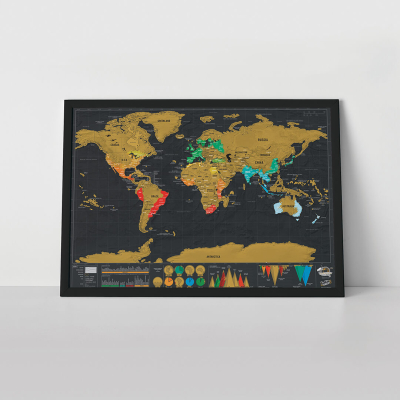                             Nástěnná stírací mapa světa Deluxe malá                        
