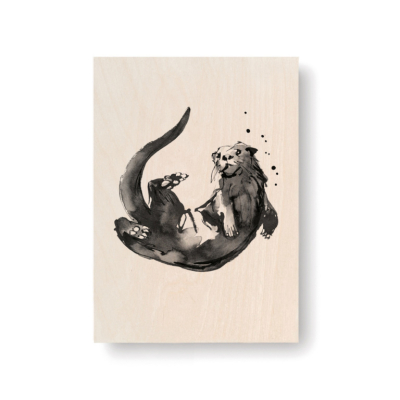 Obrázek na dřevěné kartě Otter 10x15 cm                    