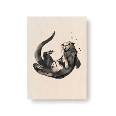 Obrázok na drevenej karte Otter 10x15 cm                    